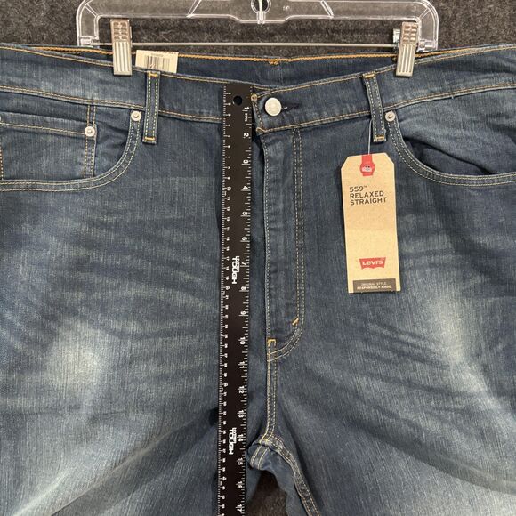 Levis 559 Relaxed Straight Jeans Men's 44x32 Blue Wash Stretch Denim - Picture 9 of 15